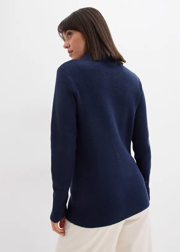 Pullover mit Stehkragen in blau von hinten (im Anschnitt) - bonprix Pullover mit Stehkragen in blau von hinten (im Anschnitt) - bonprix