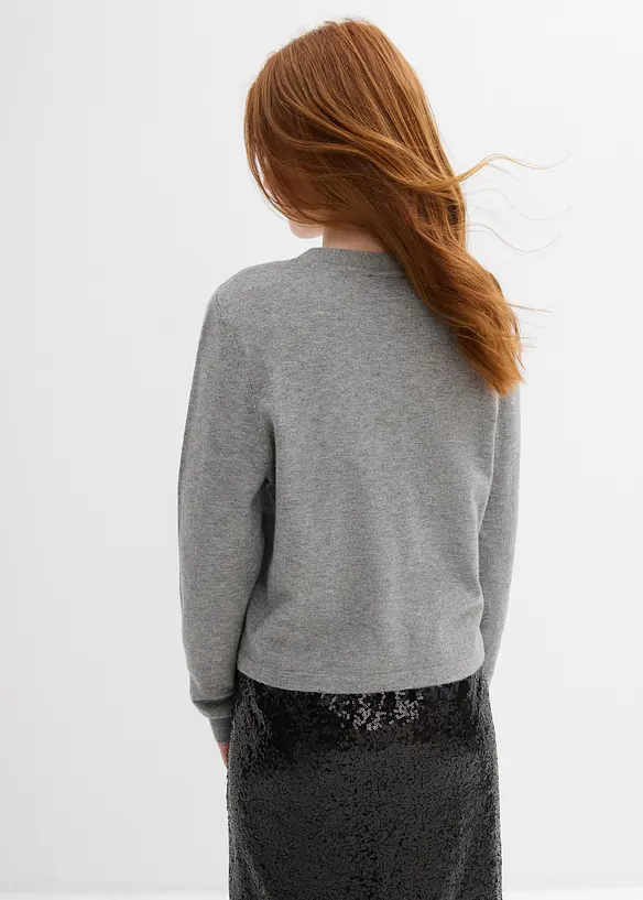 Strickjacke aus softem Viskose-Mix in grau von hinten (im Anschnitt) - bonprix