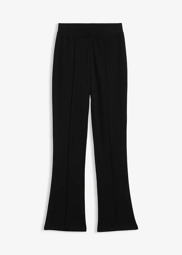 Ausgestellte Hose aus festem Baumwoll-Jersey in schwarz von vorne - bonprix