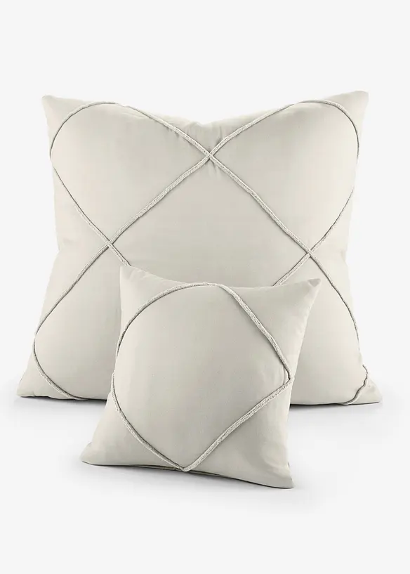Kissenbezug mit Rechtecken (2er Pack) in beige von vorne - bonprix
