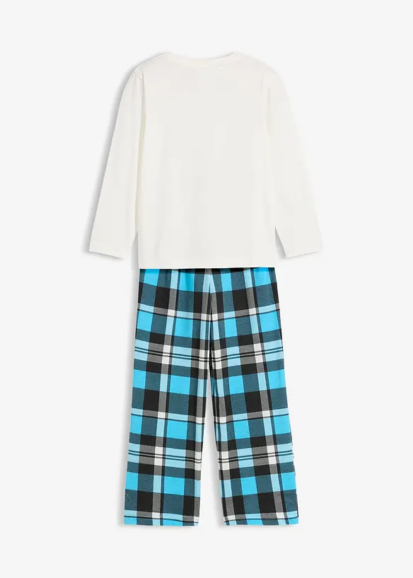 Pyjama aus reiner Bio-Baumwolle in weiß von hinten - bonprix