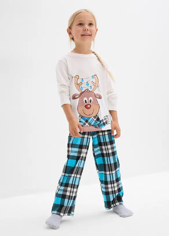 Pyjama aus reiner Bio-Baumwolle in weiß von vorne (Totalaufnahme) - bonprix