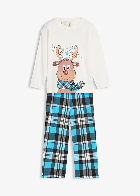 Pyjama aus reiner Bio-Baumwolle in weiß von vorne - bonprix