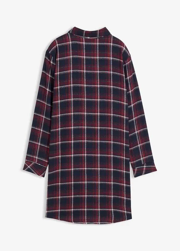 Nachthemd aus weichem Flanell mit Knopfleiste in rot von hinten - bonprix