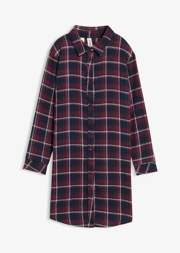 Nachthemd aus weichem Flanell mit Knopfleiste in rot von vorne - bonprix