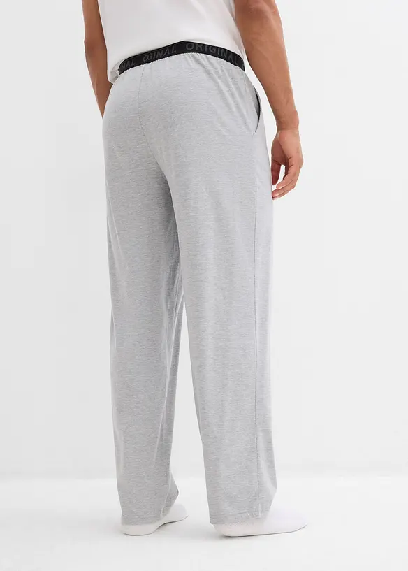 Pyjamahose aus reiner Baumwolle (2er Pack) in grau von hinten - bonprix