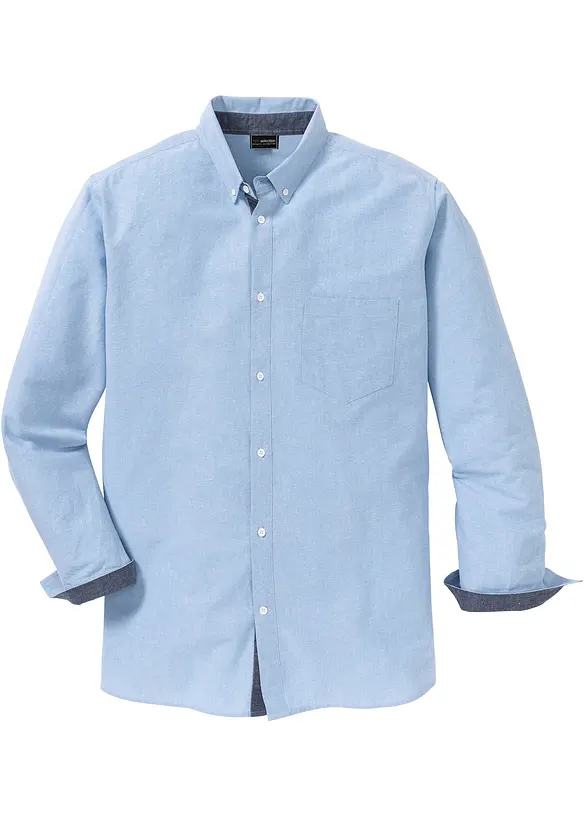Business-Oxfordhemd aus Baumwolle in Regular-Fit in blau von vorne - bonprix