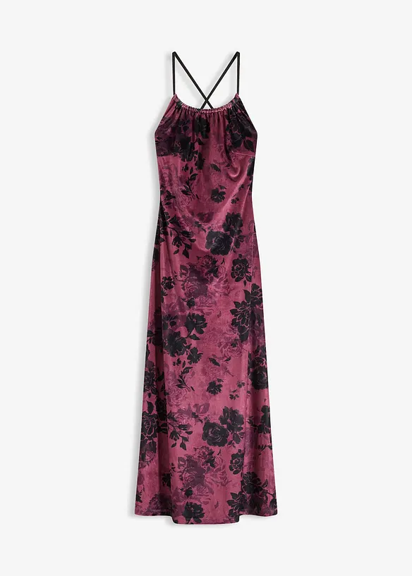 Maxikleid aus glänzendem Samt in rot von vorne - bonprix
