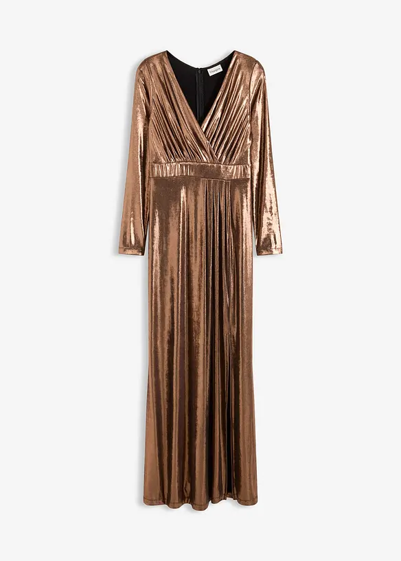 Abendkleid aus feinem Jersey mit Glanz in braun von vorne - bonprix Abendkleid aus feinem Jersey mit Glanz in braun von vorne - bonprix