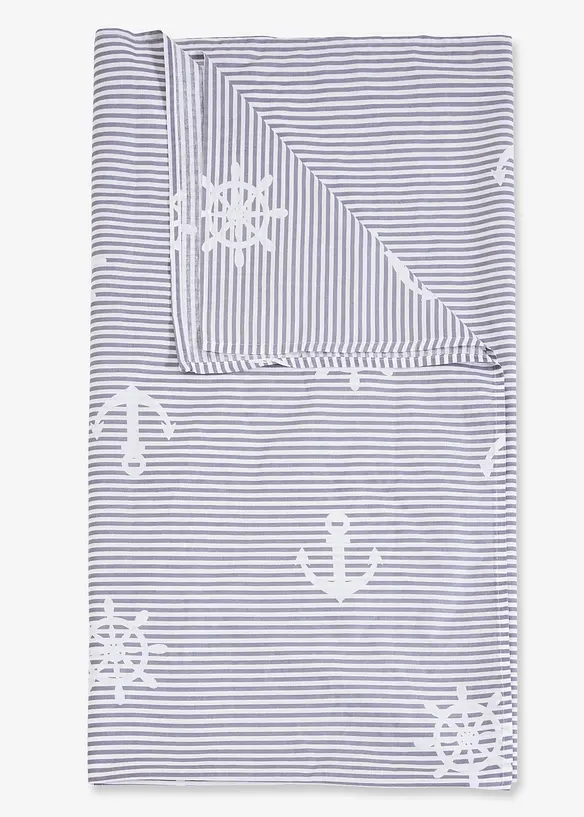 Tagesdecke mit maritimen Design in grau von vorne - bonprix