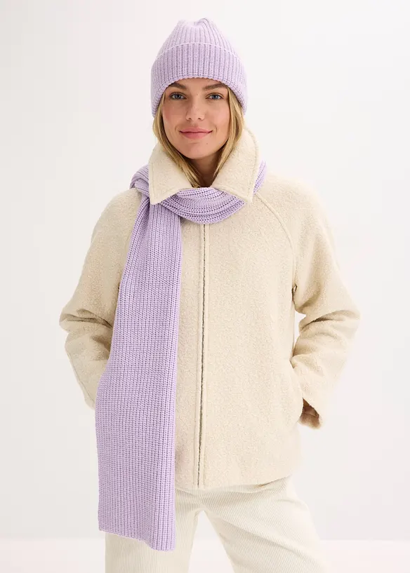 Schal und Mütze (2-tlg. Set) in lila von vorne (im Anschnitt) - bonprix