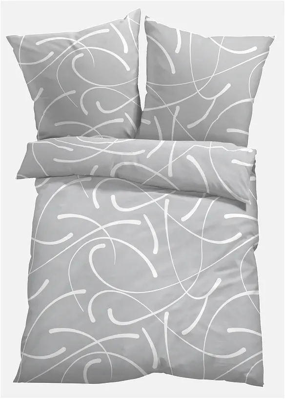 Bettwäsche mit grafischem Design in grau von vorne - bonprix