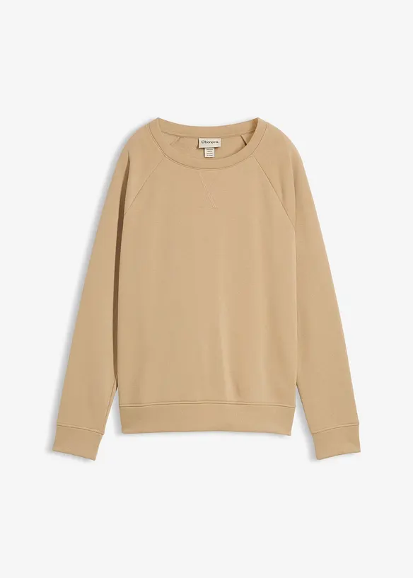 Basic Sweatshirt in beige von vorne - bonprix