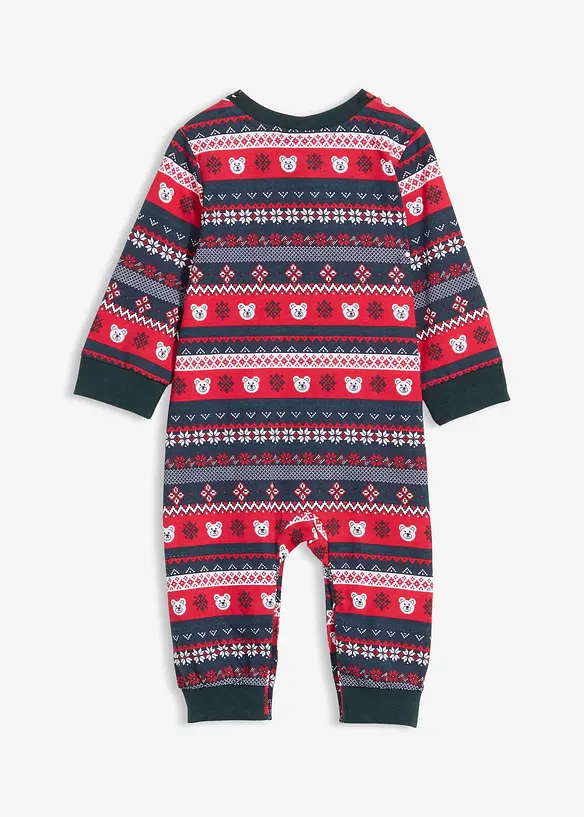 Baby Weihnachts-Strampler aus reiner Bio-Baumwolle in blau von hinten - bonprix