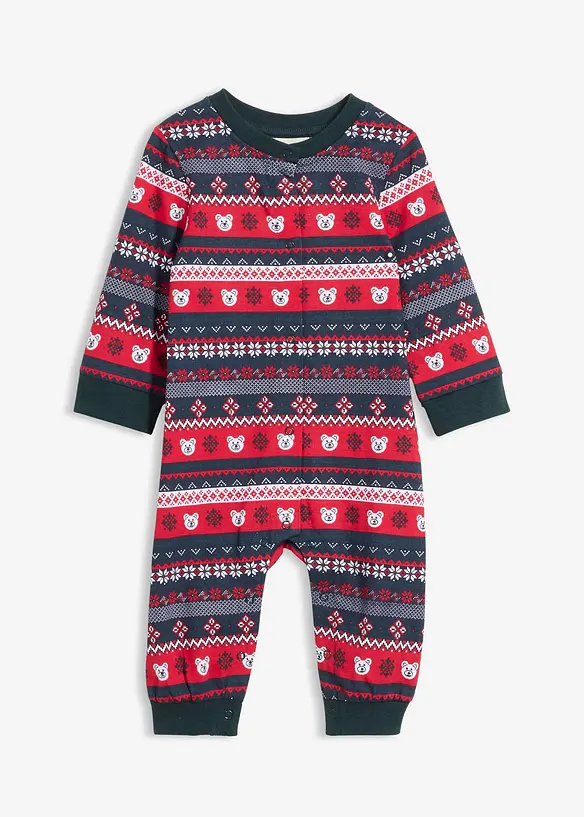 Baby Weihnachts-Strampler aus reiner Bio-Baumwolle in blau von vorne - bonprix