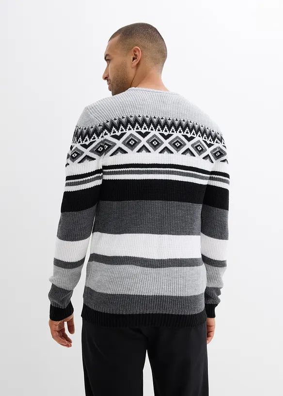 Norweger-Pullover in schwarz von hinten (im Anschnitt) - bonprix