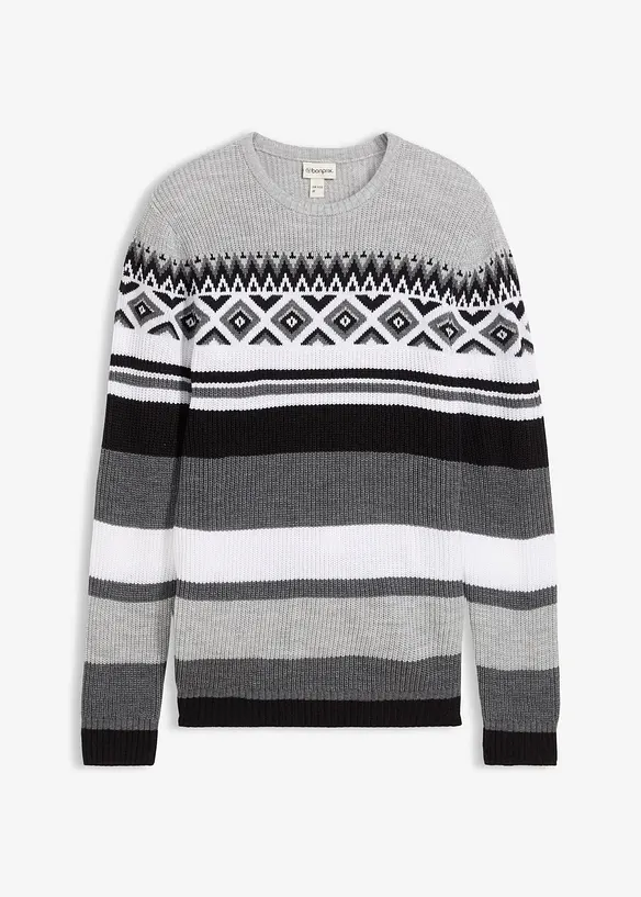 Norweger-Pullover in schwarz von vorne - bonprix