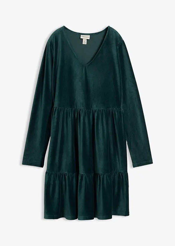 Minikleid aus Jersey Cord in grün von vorne - bonprix Minikleid aus Jersey Cord in grün von vorne - bonprix