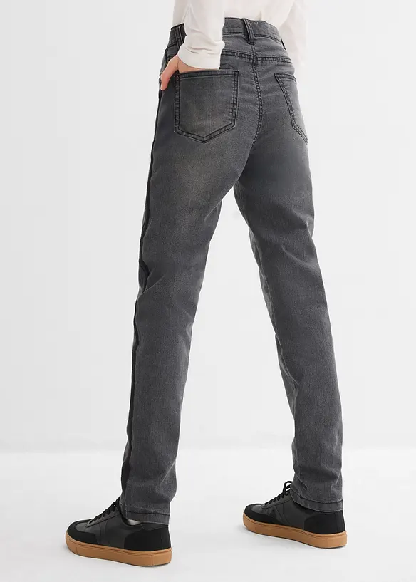 Thermojeans mit Jerseyfutter Mid Waist in grau von hinten - bonprix