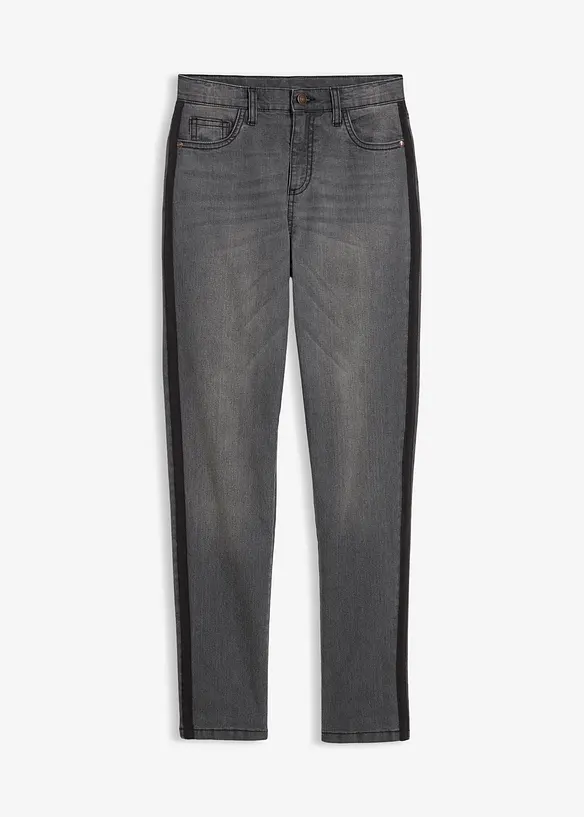 Thermojeans mit Jerseyfutter Mid Waist in grau von vorne - bonprix