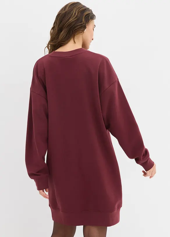 Loose-Fit Sweatkleid in rot von hinten (Totalaufnahme) - bonprix