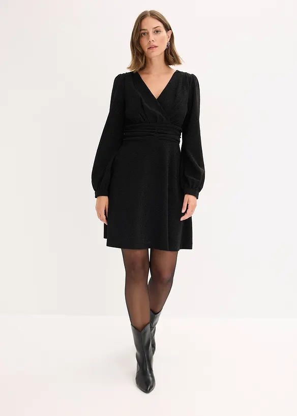 Minikleid mit V-Ausschnitt in schwarz von vorne (Totalaufnahme) - bonprix Minikleid mit V-Ausschnitt in schwarz von vorne (Totalaufnahme) - bonprix