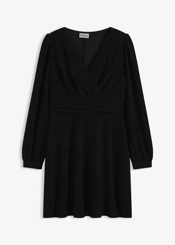 Minikleid mit V-Ausschnitt in schwarz von vorne - bonprix Minikleid mit V-Ausschnitt in schwarz von vorne - bonprix