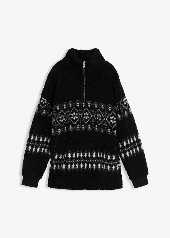Teddy-Fleeceshirt in schwarz von vorne - bonprix Teddy-Fleeceshirt in schwarz von vorne - bonprix
