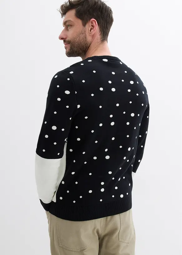 Feinstrickpullover mit Weihnachtsmotiv in schwarz von hinten (im Anschnitt) - bonprix