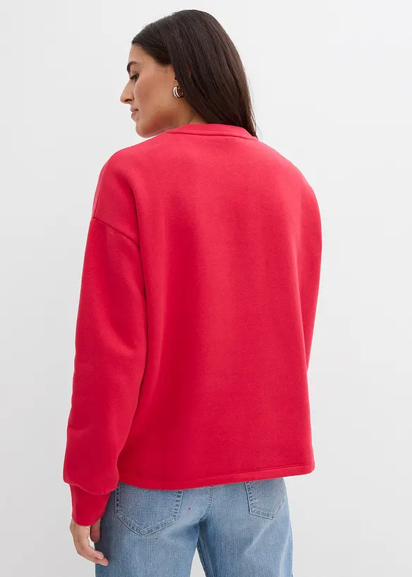 Oversize-Sweatshirt aus Baumwoll-Mix in rot von hinten (im Anschnitt) - bonprix