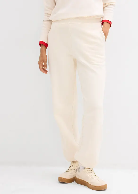 Sweathose aus reiner Baumwolle in beige von vorne - bonprix