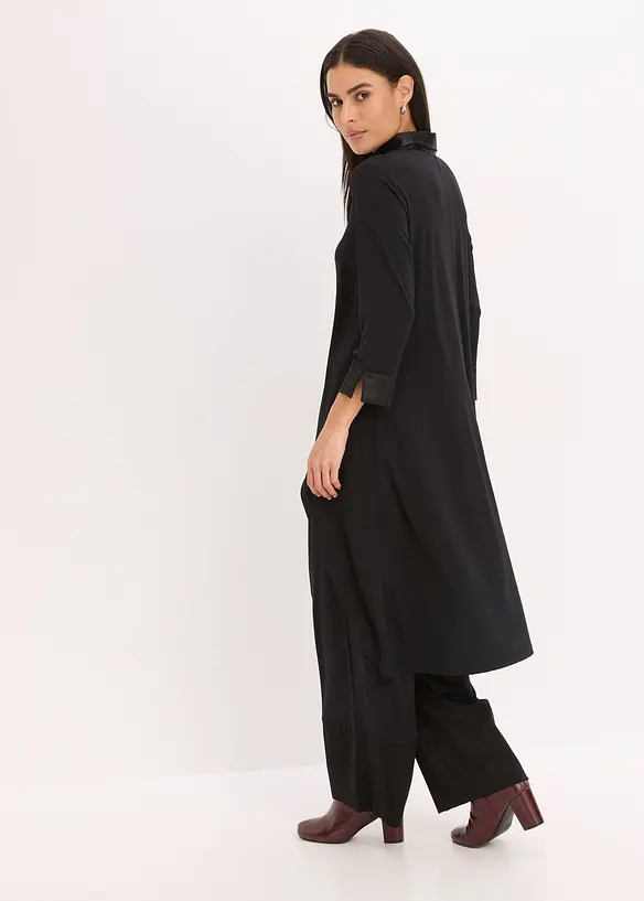 Jersey Bluse mit Satinbesätzen in schwarz von hinten (im Anschnitt) - bonprix Jersey Bluse mit Satinbesätzen in schwarz von hinten (im Anschnitt) - bonprix