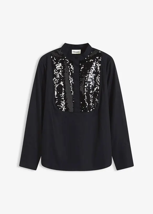 Paillettentunika in schwarz von vorne - bonprix Paillettentunika in schwarz von vorne - bonprix