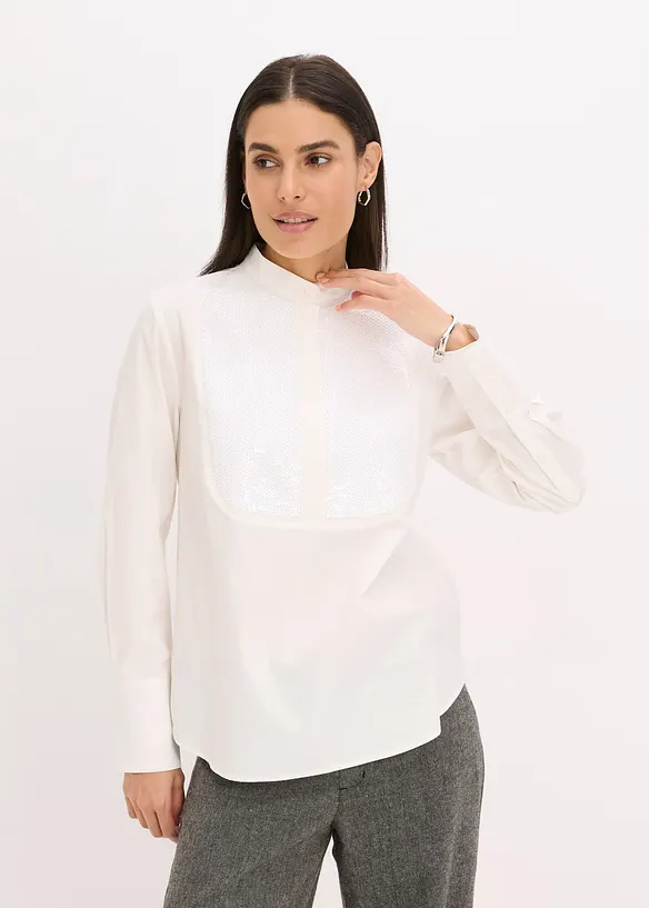 Paillettentunika in weiß von vorne (im Anschnitt) - bonprix Paillettentunika in weiß von vorne (im Anschnitt) - bonprix
