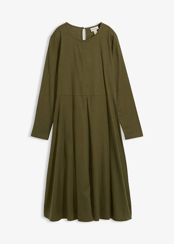 Leichtes Flanellkleid aus reiner Baumwolle in grün von vorne - bonprix