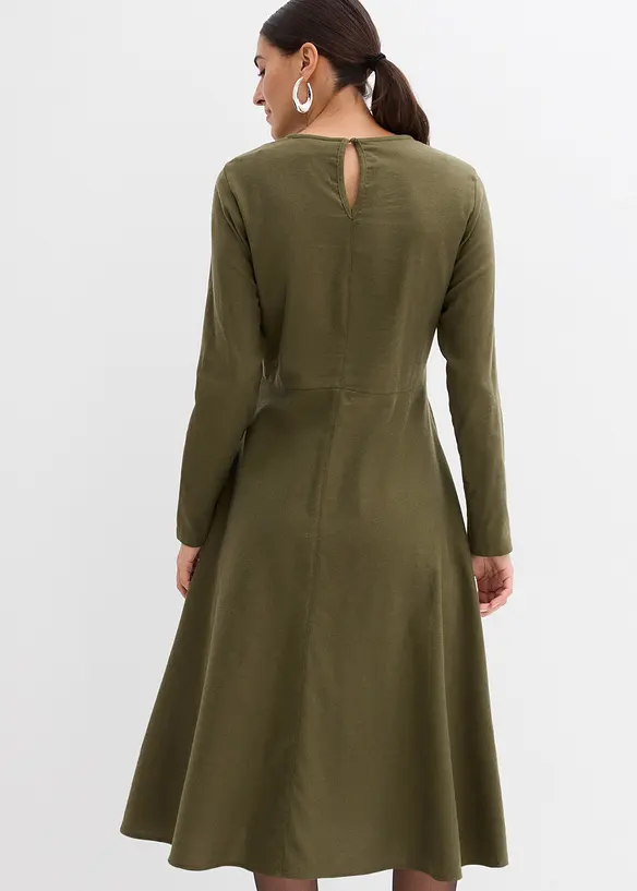 Leichtes Flanellkleid aus reiner Baumwolle in grün von hinten (Totalaufnahme) - bonprix