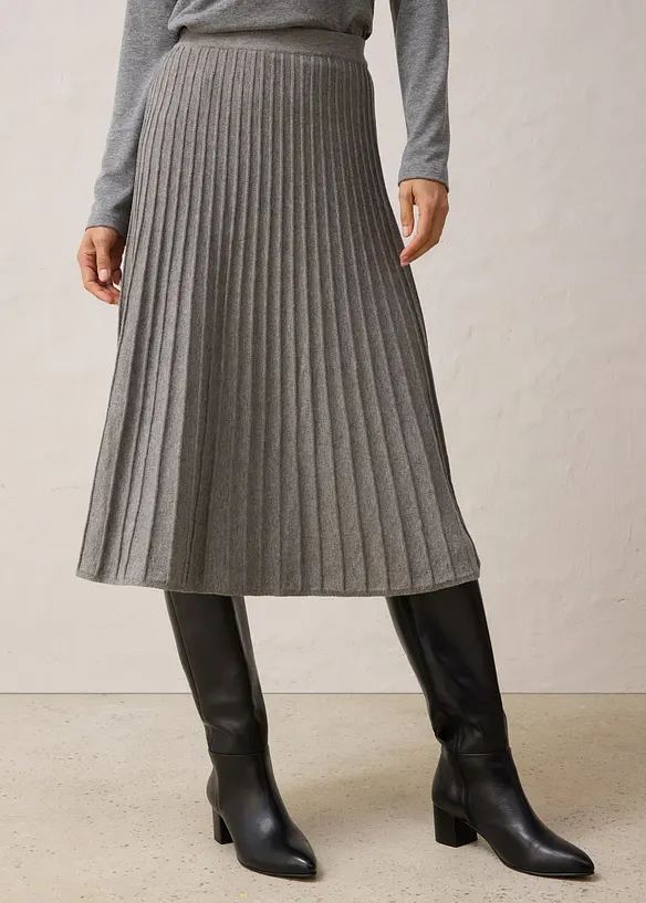 Strickrock mit Merinowolle in grau von vorne - bonprix Strickrock mit Merinowolle in grau von vorne - bonprix