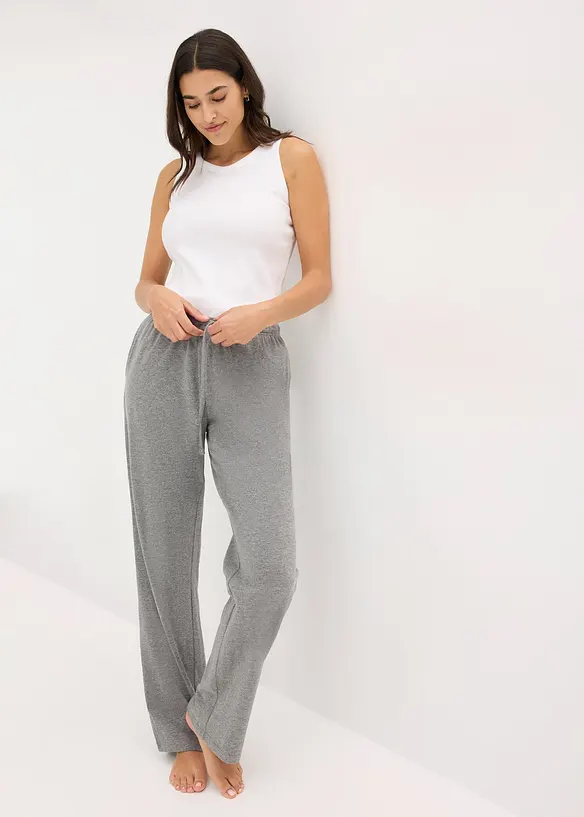 Pyjamahose mit Eingriffstaschen (2er Pack) in schwarz im Look von vorne (Totalaufnahme) - bonprix