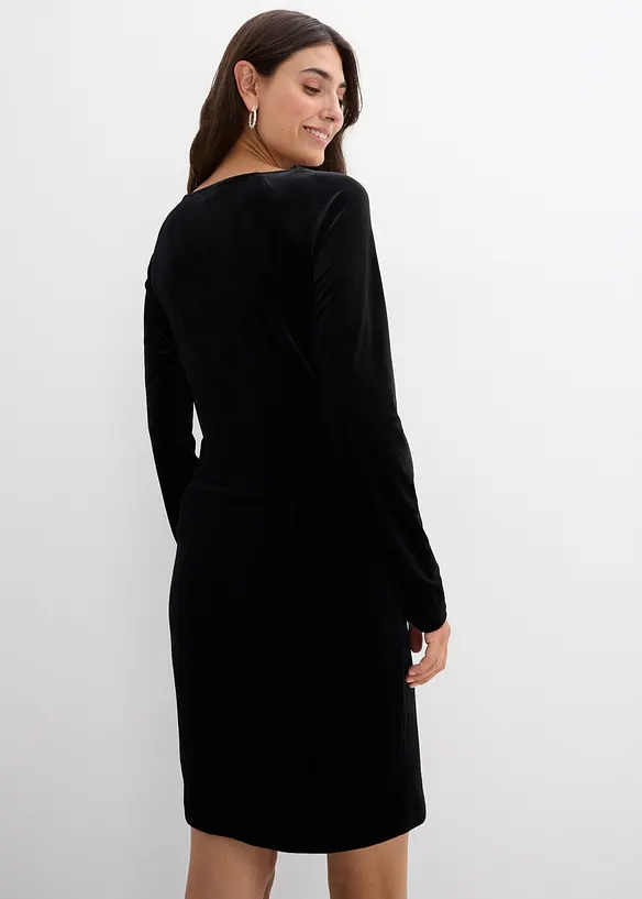 2-in-1 festliches Umstands- und Stillkleid aus weichem Samt in schwarz von hinten (Totalaufnahme) - bonprix
