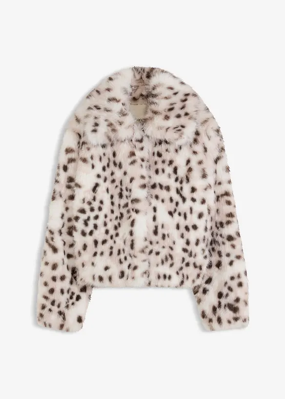 Fellimitat-Jacke in beige von vorne - bonprix