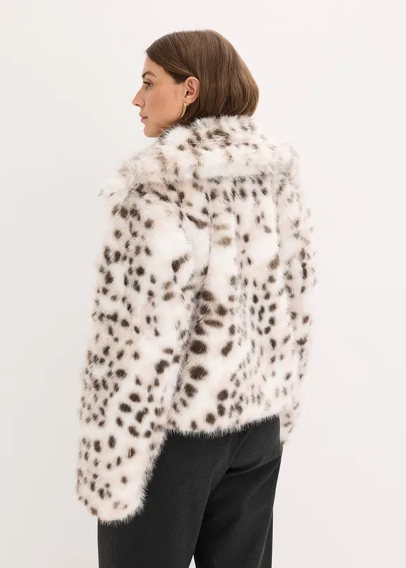Fellimitat-Jacke in beige von hinten (im Anschnitt) - bonprix