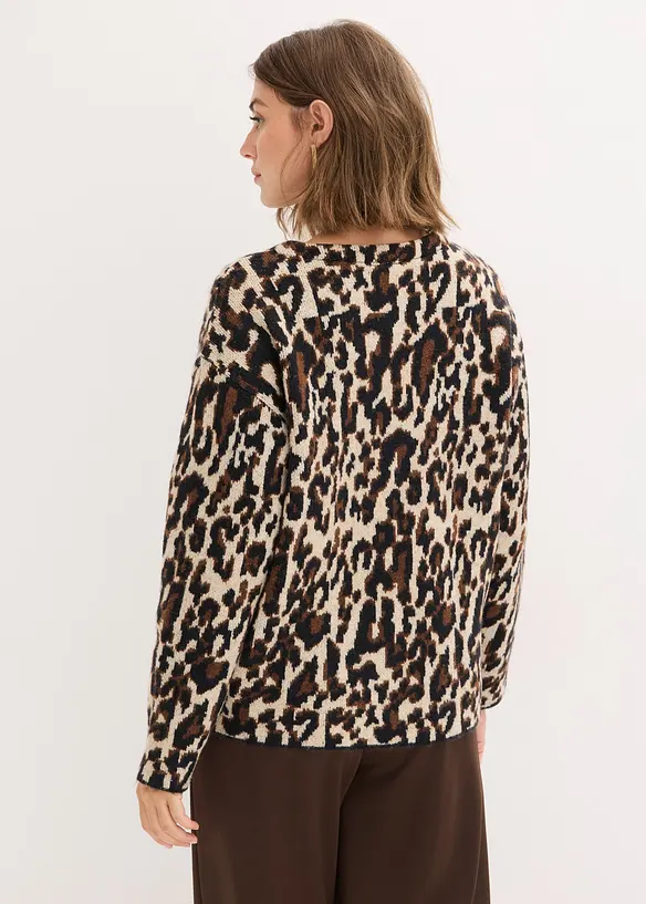 Strickjacke mit V-Ausschnitt in braun von hinten (im Anschnitt) - bonprix Strickjacke mit V-Ausschnitt in braun von hinten (im Anschnitt) - bonprix