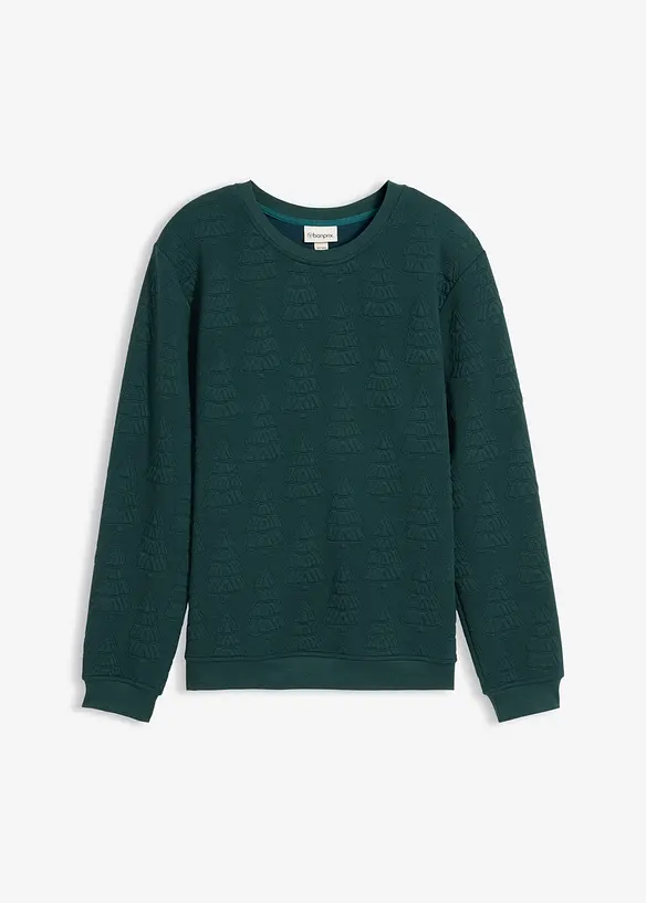 Weihnachtssweatshirt mit Tannenbaummotiv in grün von vorne - bonprix