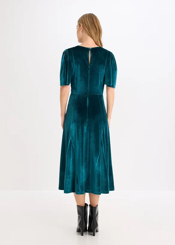 Midikleid aus softem Samt in petrol von hinten (Totalaufnahme) - bonprix Midikleid aus softem Samt in petrol von hinten (Totalaufnahme) - bonprix