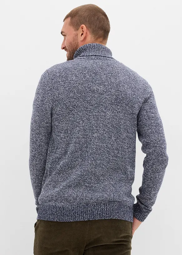 Rollkragenpullover in Regular Fit in blau von hinten (im Anschnitt) - bonprix