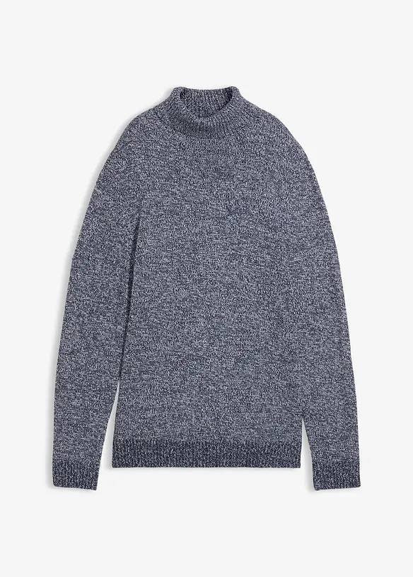 Rollkragenpullover in Regular Fit in blau von vorne - bonprix