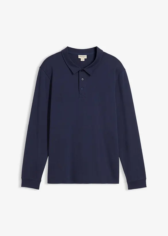 Poloshirt aus reiner Bio-Baumwolle in blau von vorne - bonprix