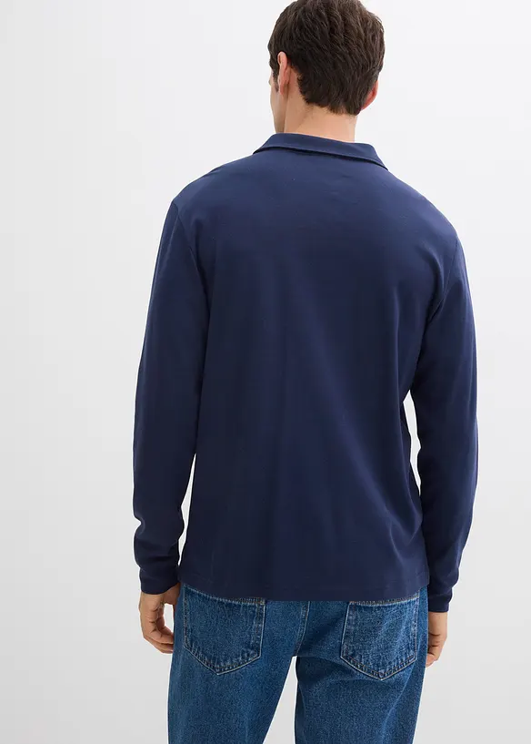 Poloshirt aus reiner Bio-Baumwolle in blau von hinten (im Anschnitt) - bonprix