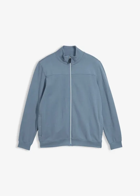 Sweatjacke aus weichem Baumwollmix in blau von vorne - bonprix