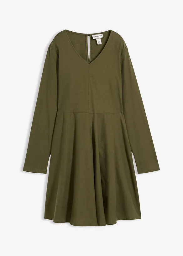 Leichtes Flanellkleid aus reiner Baumwolle in grün von vorne - bonprix